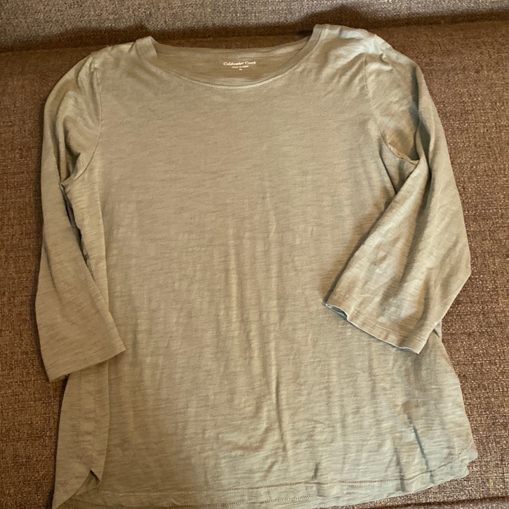 Coldwater Creek Just Right 3/4 sleeve Tee - Thyme - size M
